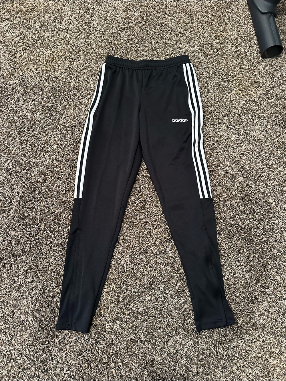 adidas Black Track Pants with White Three-Stripes